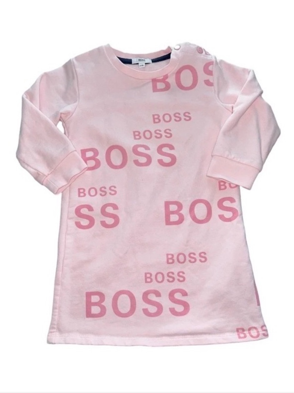 Hugo Boss Pink Logo Print Long-Sleeve Tee Dress 2T